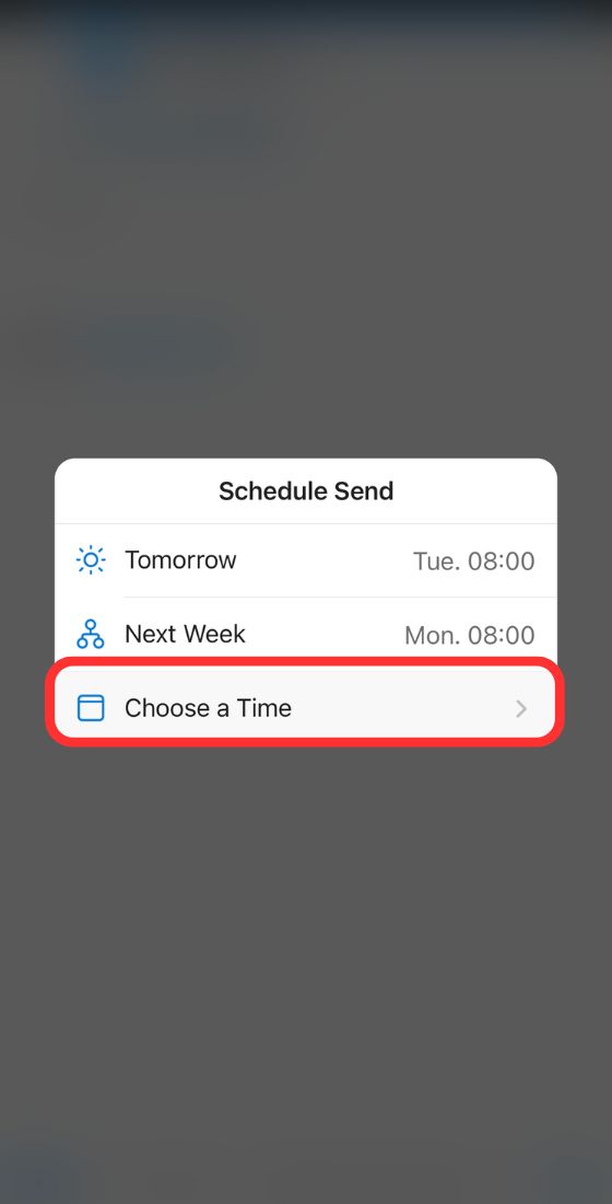 outlook mobile choose a time
