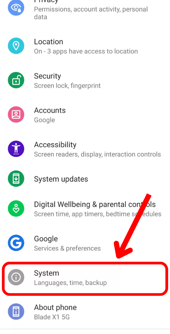 android 10 settings system