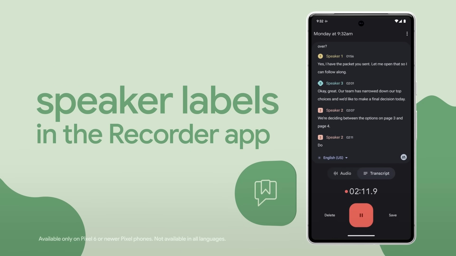 Google Pixel Feature Drop Recorder speaker labels
