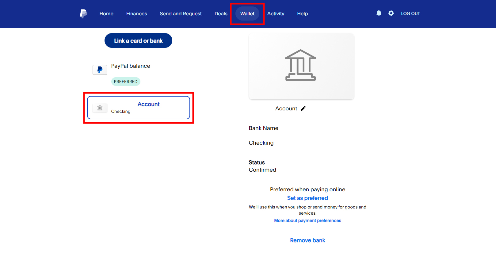 How to check your bank or cards on PayPal