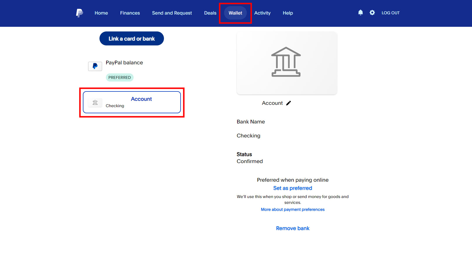 How to check your bank or cards on PayPal