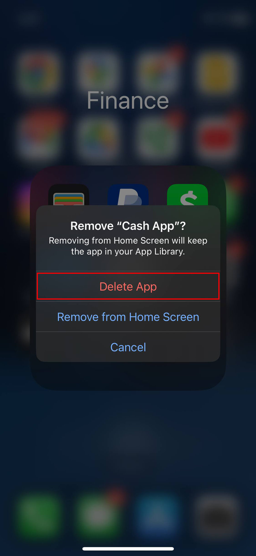 How to uninstall Cash App on iPhone (3)