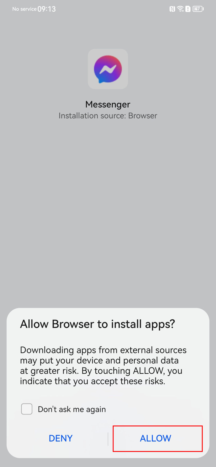 Install APK using browser on HUAWEI phone (1)