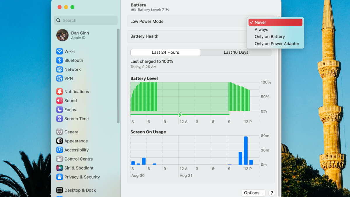 MacBook battery low power mode