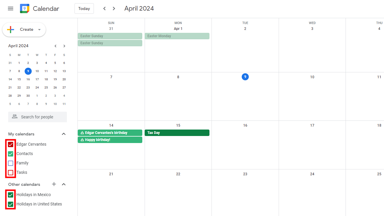 Manage Google Calendars on the web (1)