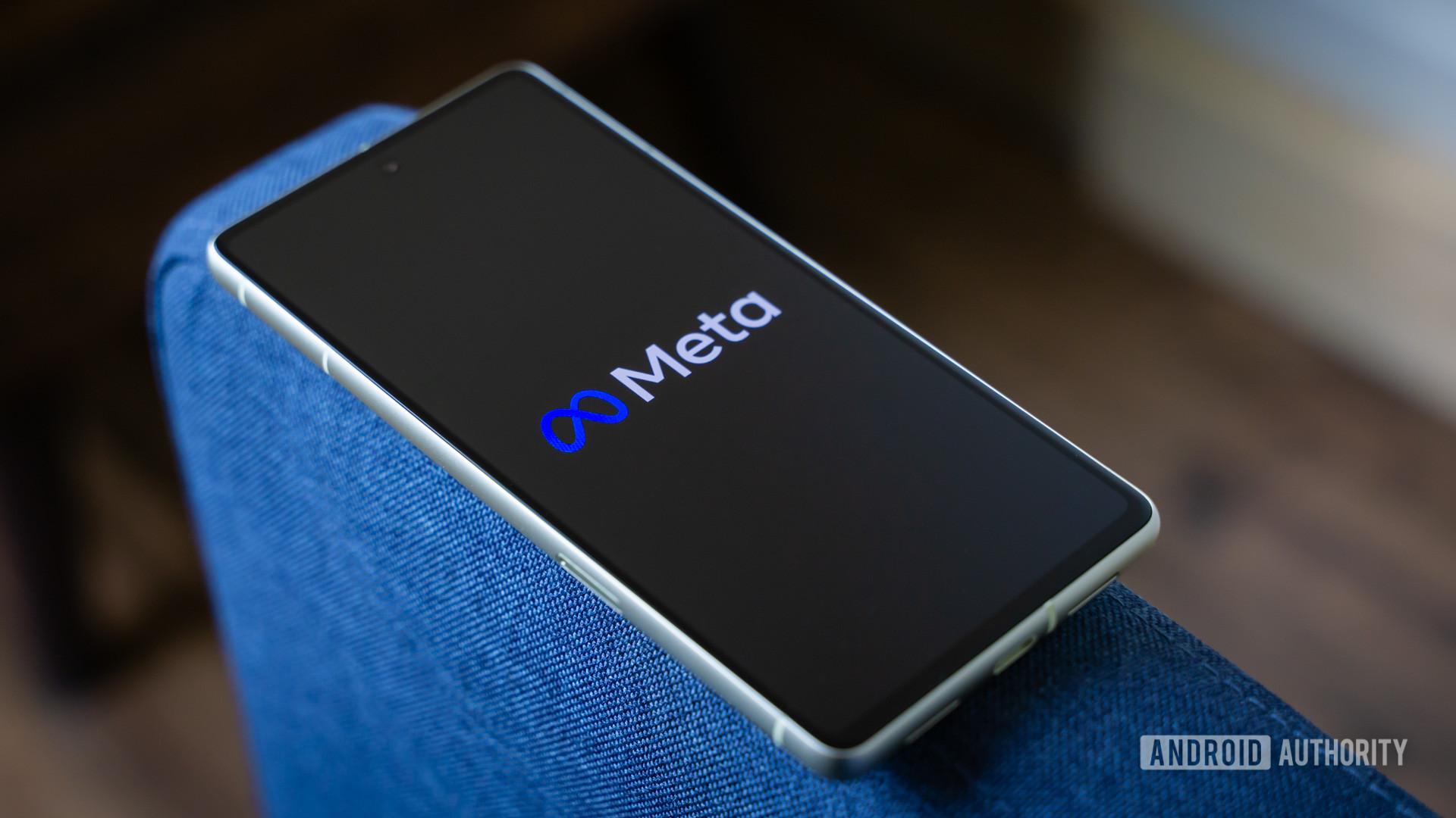 Meta logo on smartphone stock photo (5)