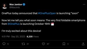 OnePlus Open launch date leaked, coming after Pixel 8 series