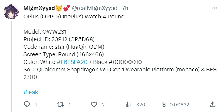 OnePlus Watch 4 Round leak 1