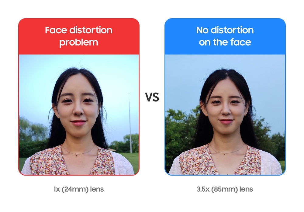 Samsung 1x vs 3 5x representation    distortion