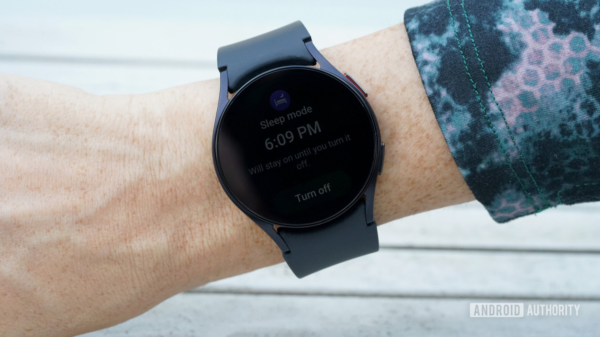 A Samsung Galaxy Watch 6 displays the new Sleep Mode screen.