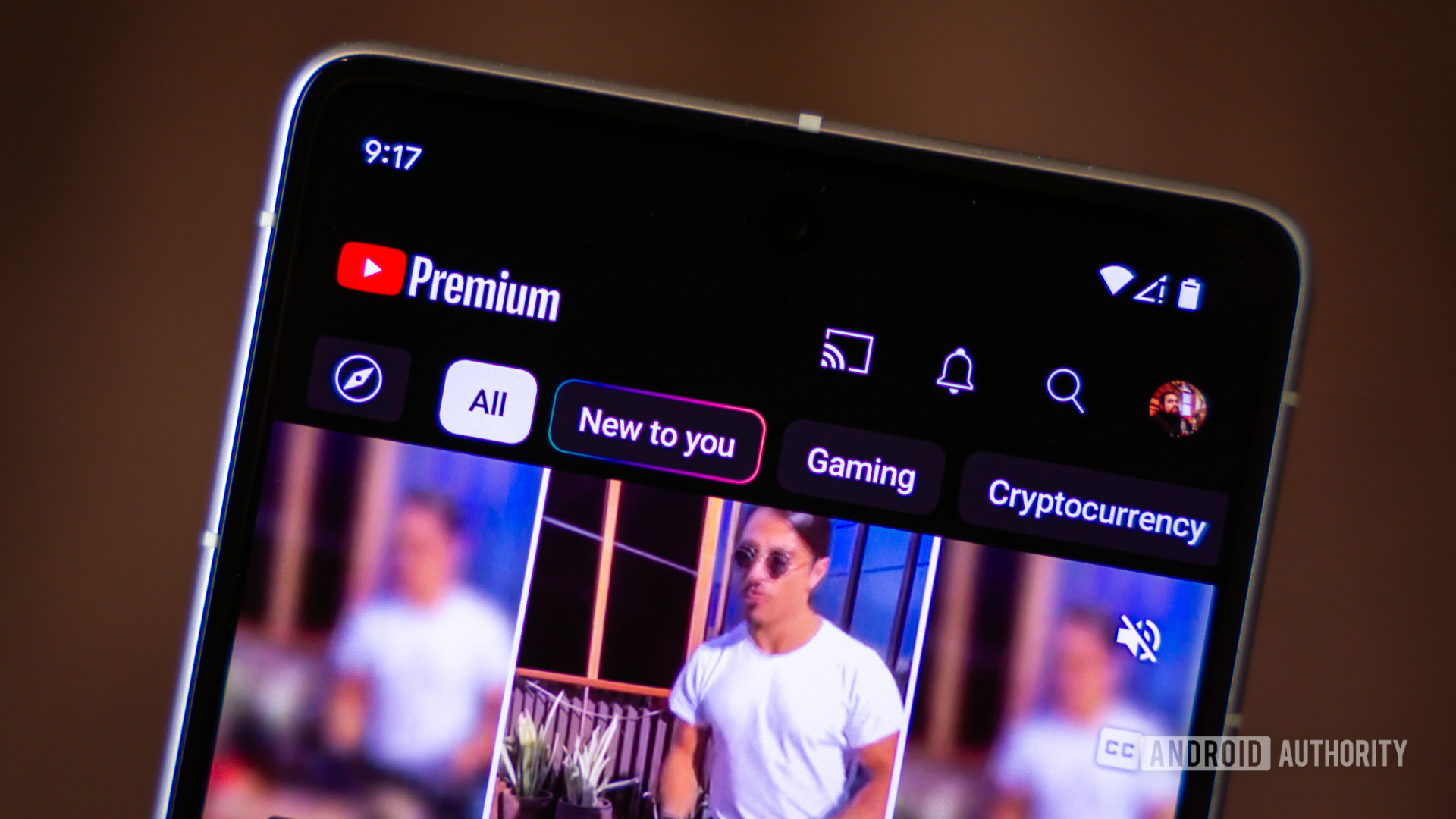 YouTube premium app on smartphone stock photo (1)