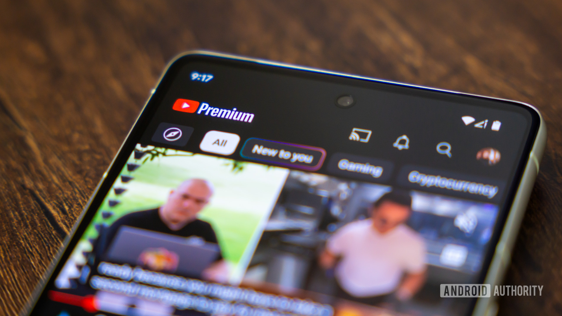 YouTube premium app on smartphone stock photo (2)