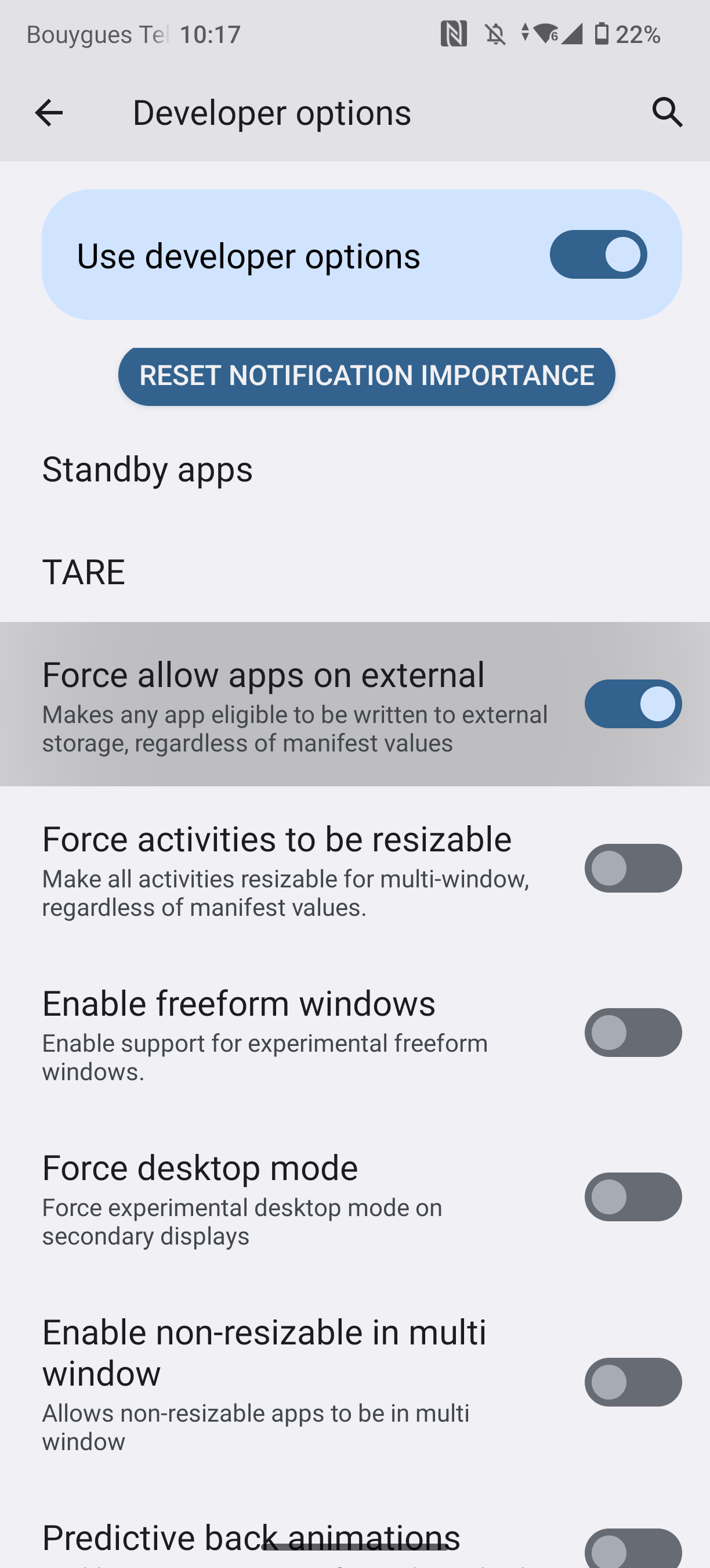 android developer options force apps external sd card