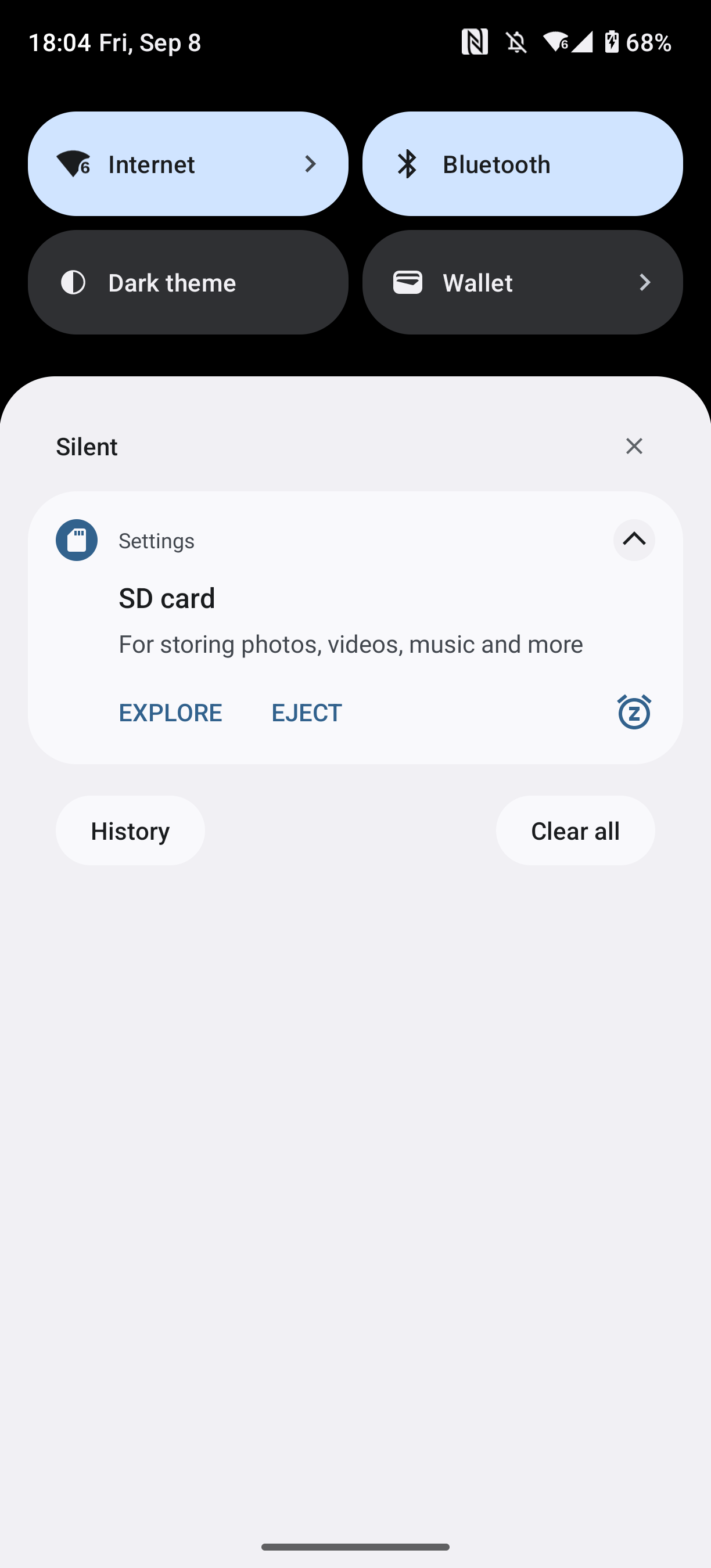 android notification sd card inserted