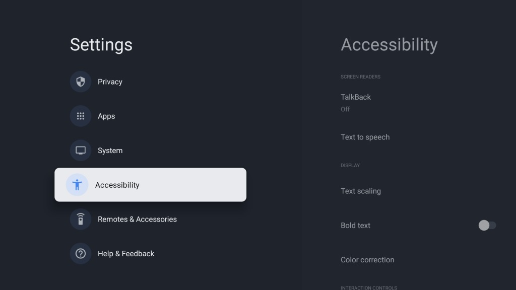 Android TV 14 accessibility 2