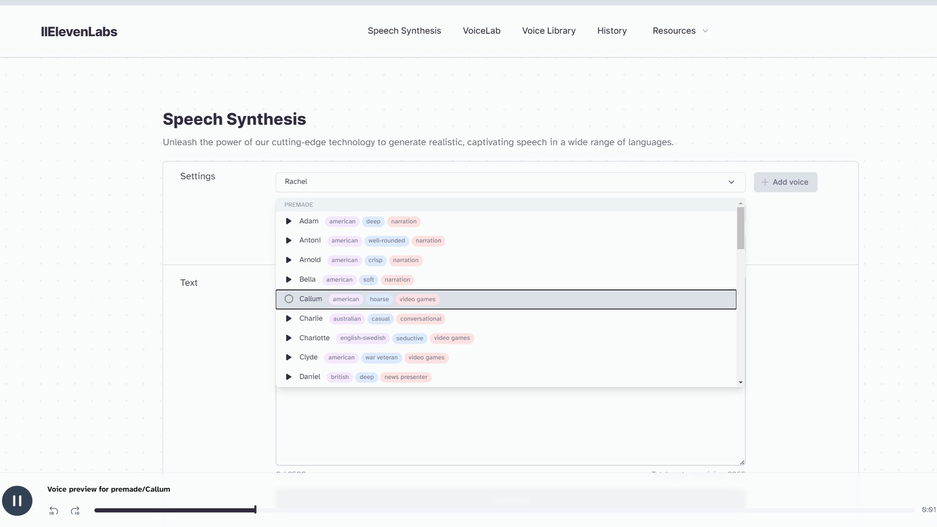 elevenlabs ai speech synthesis