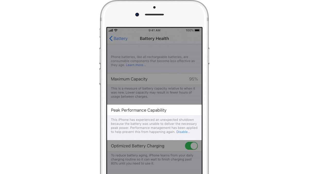 ios13 iphone7 settings battery health performance management applied