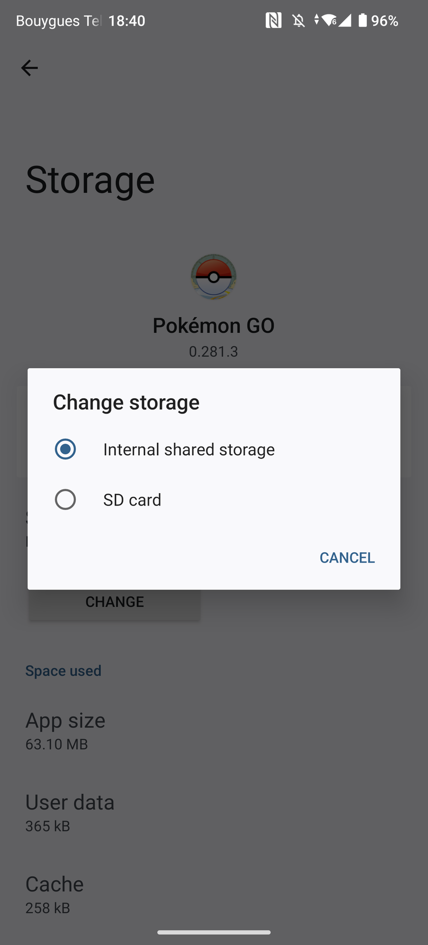pokemon go app storage change 2