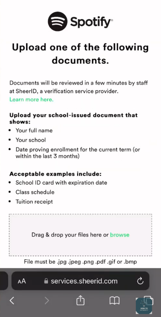 Verification by document upload