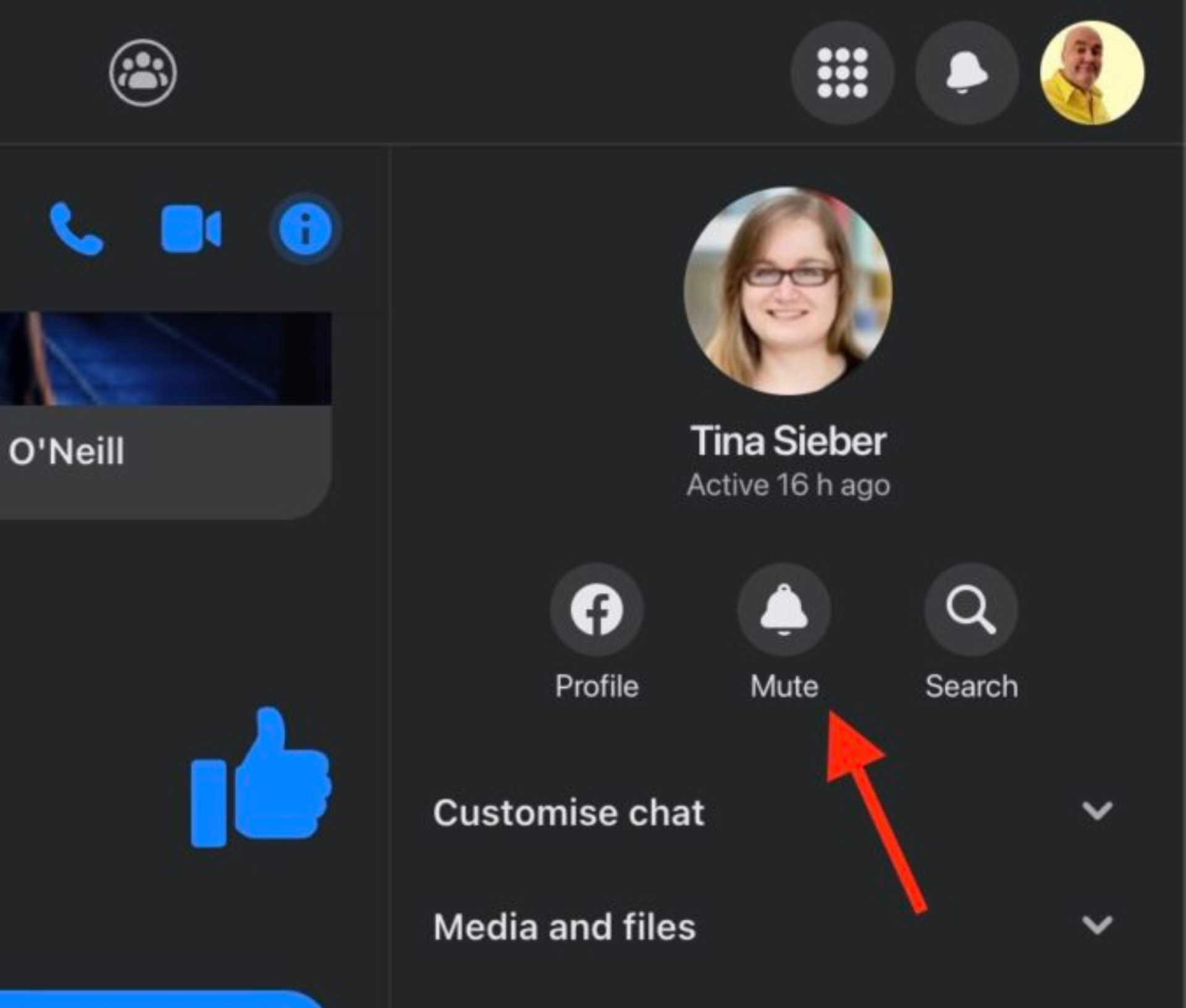 facebook messenger desktop mute button