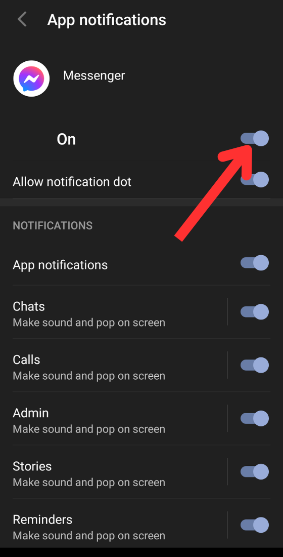 Android phone settings messenger settings app notifications