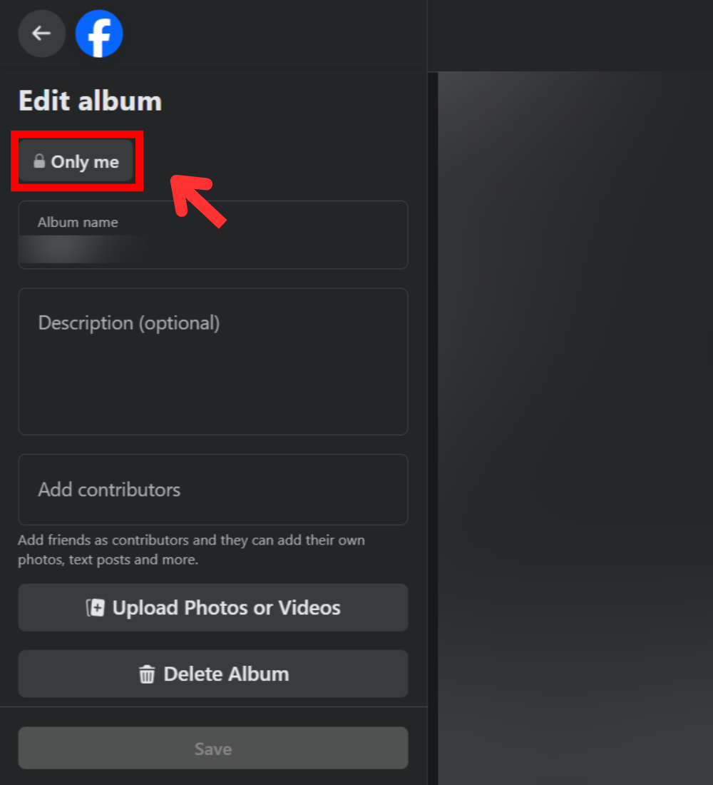 Click the current privay setting