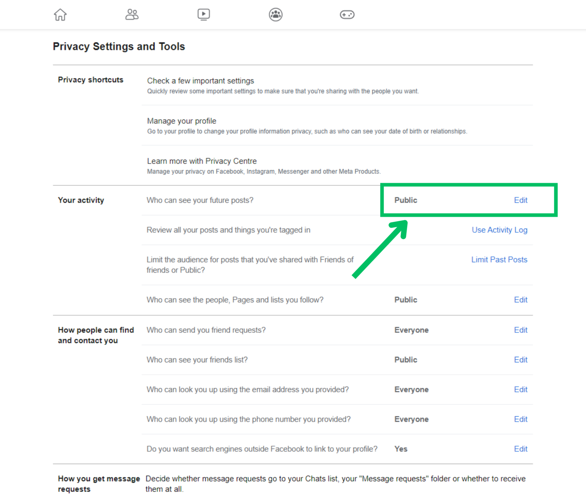 Facebook Activity set up