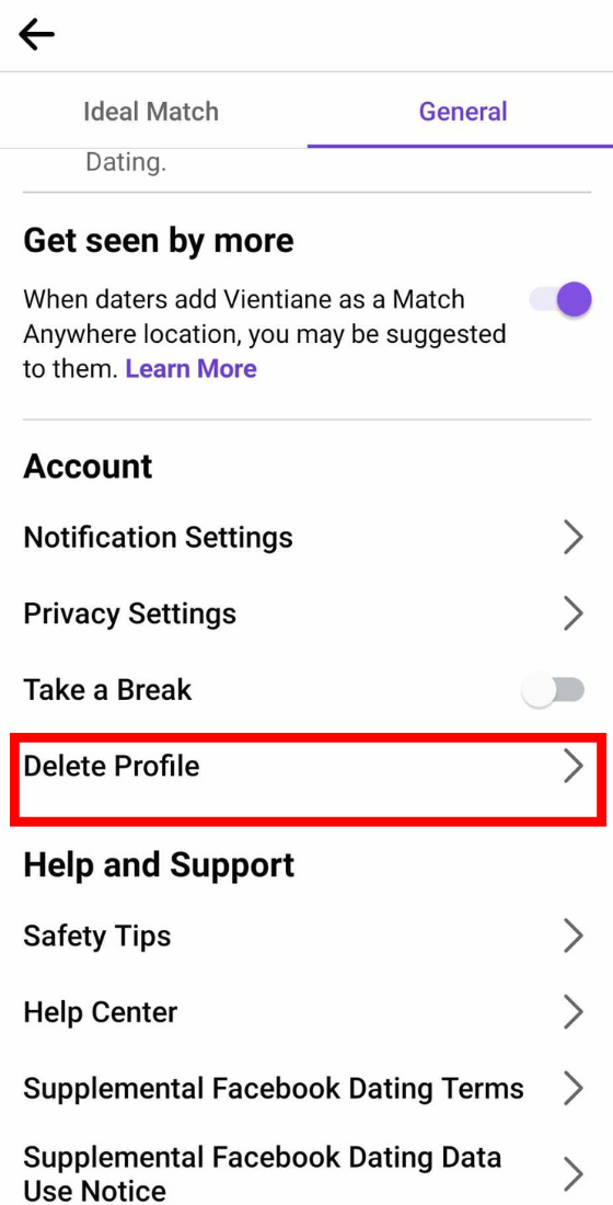 Facebook Delete profile