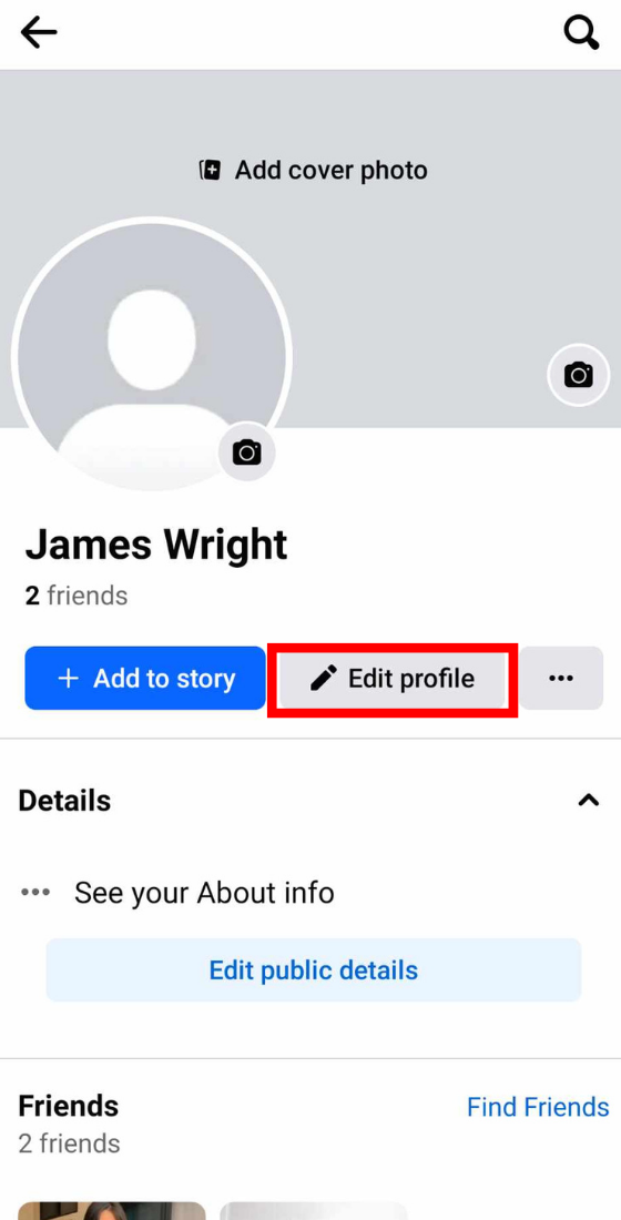 Facebook Edit profile