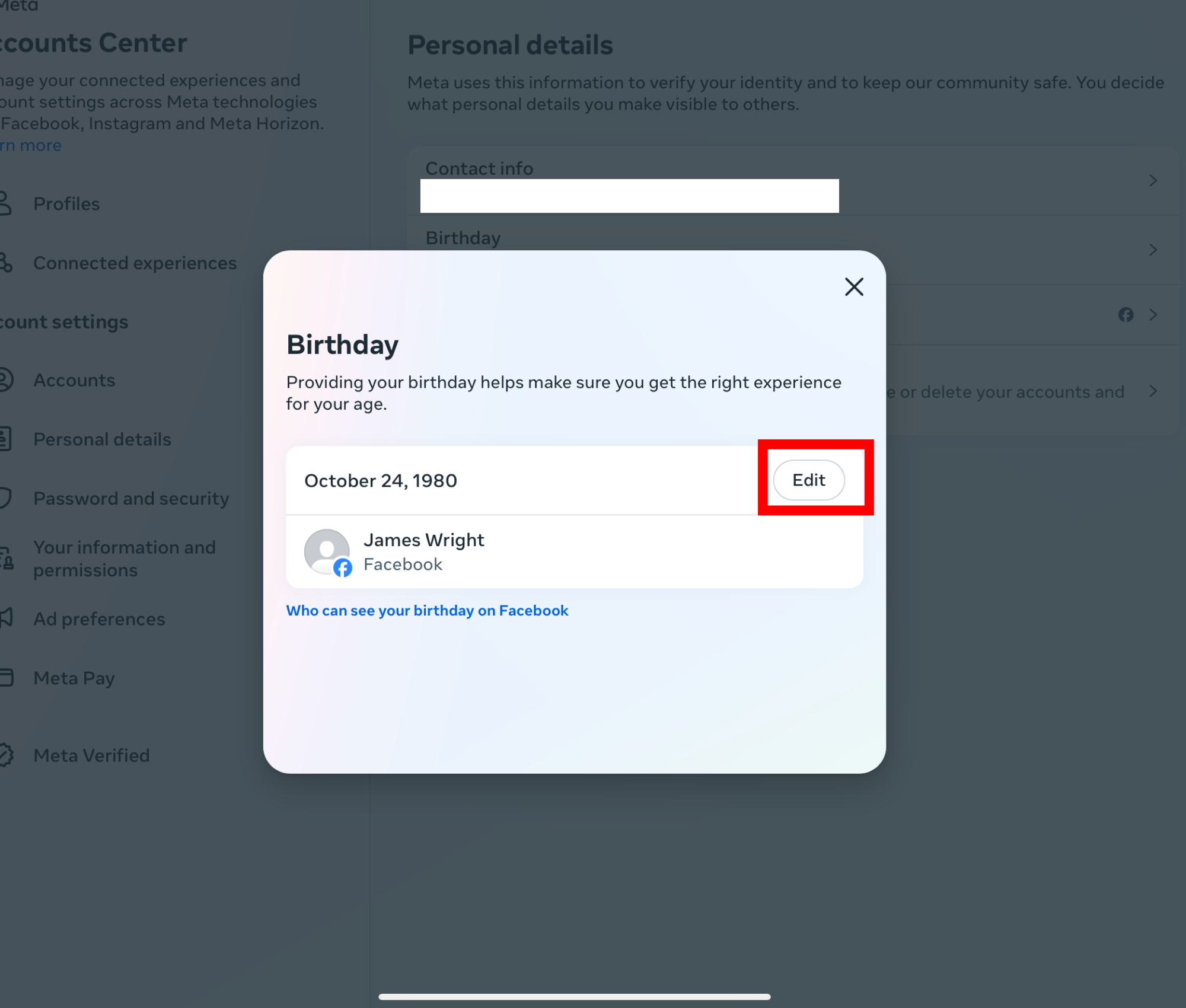 Facebook Edit your birthday (2)