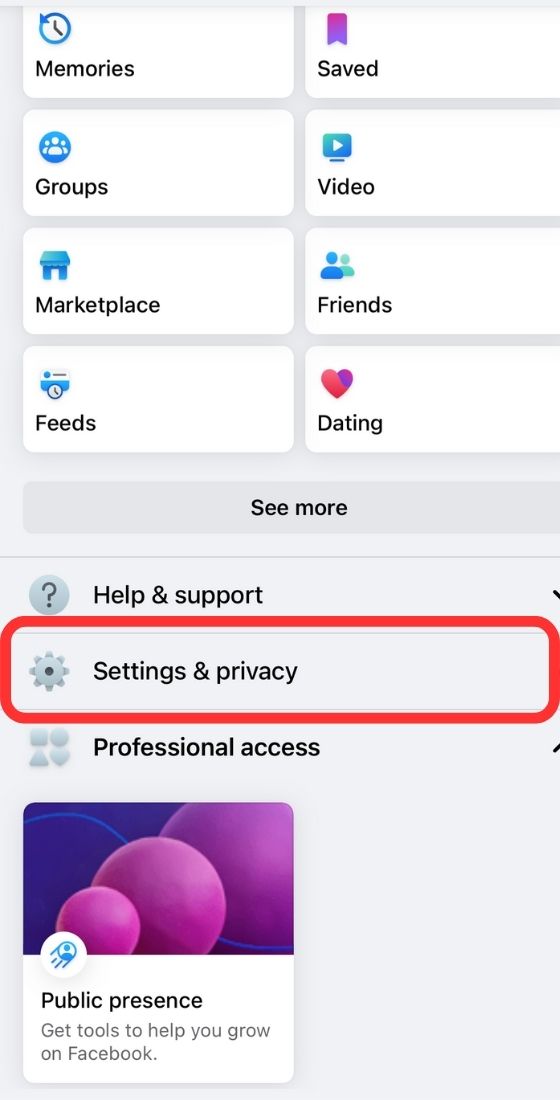 Facebook settings and privacy on mobile