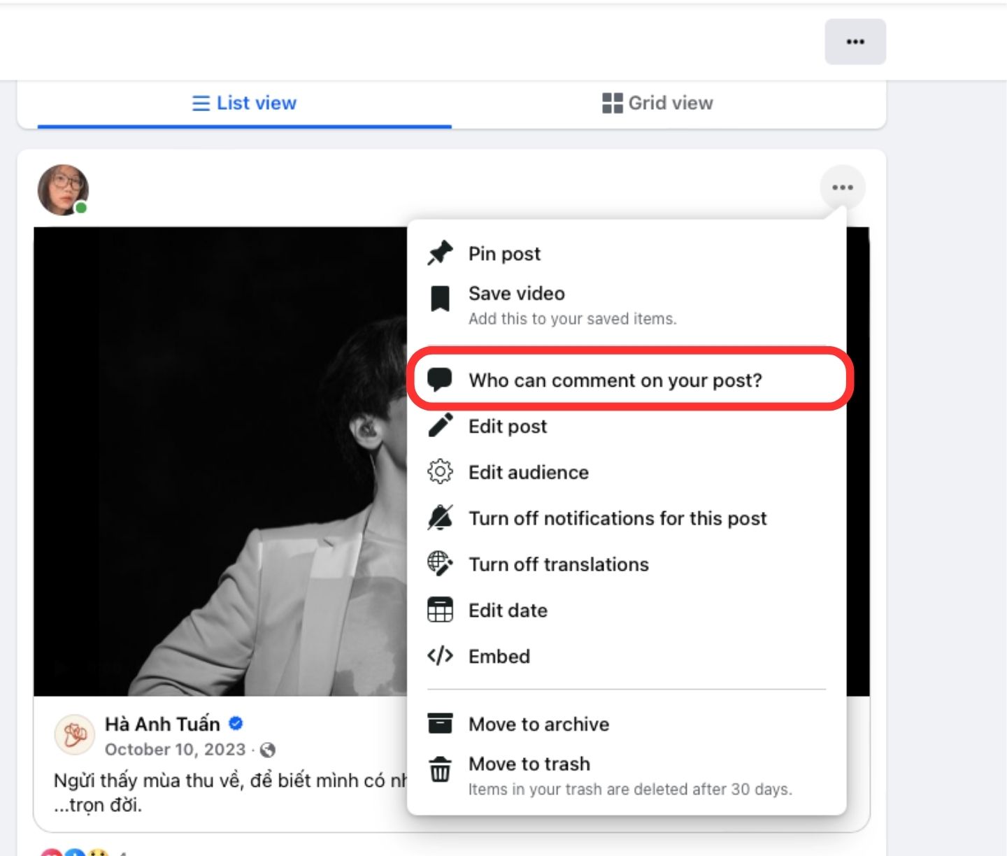 Facebook turn off comment post