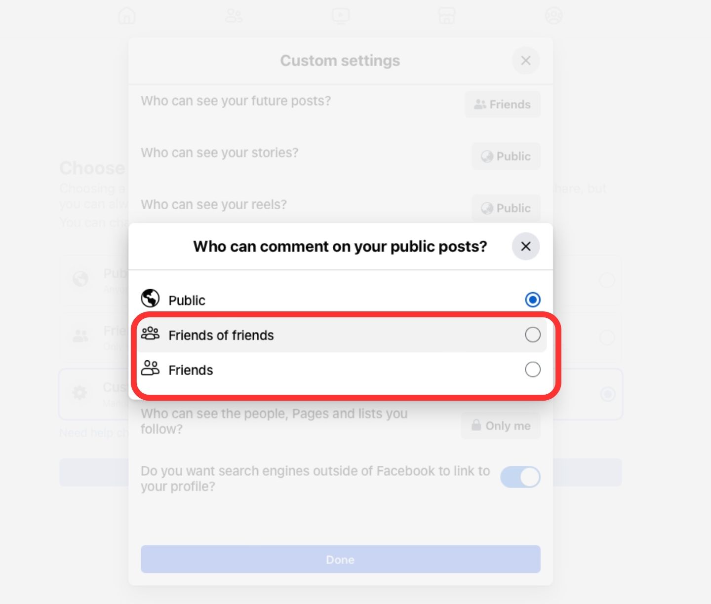 Facebook turn off comment