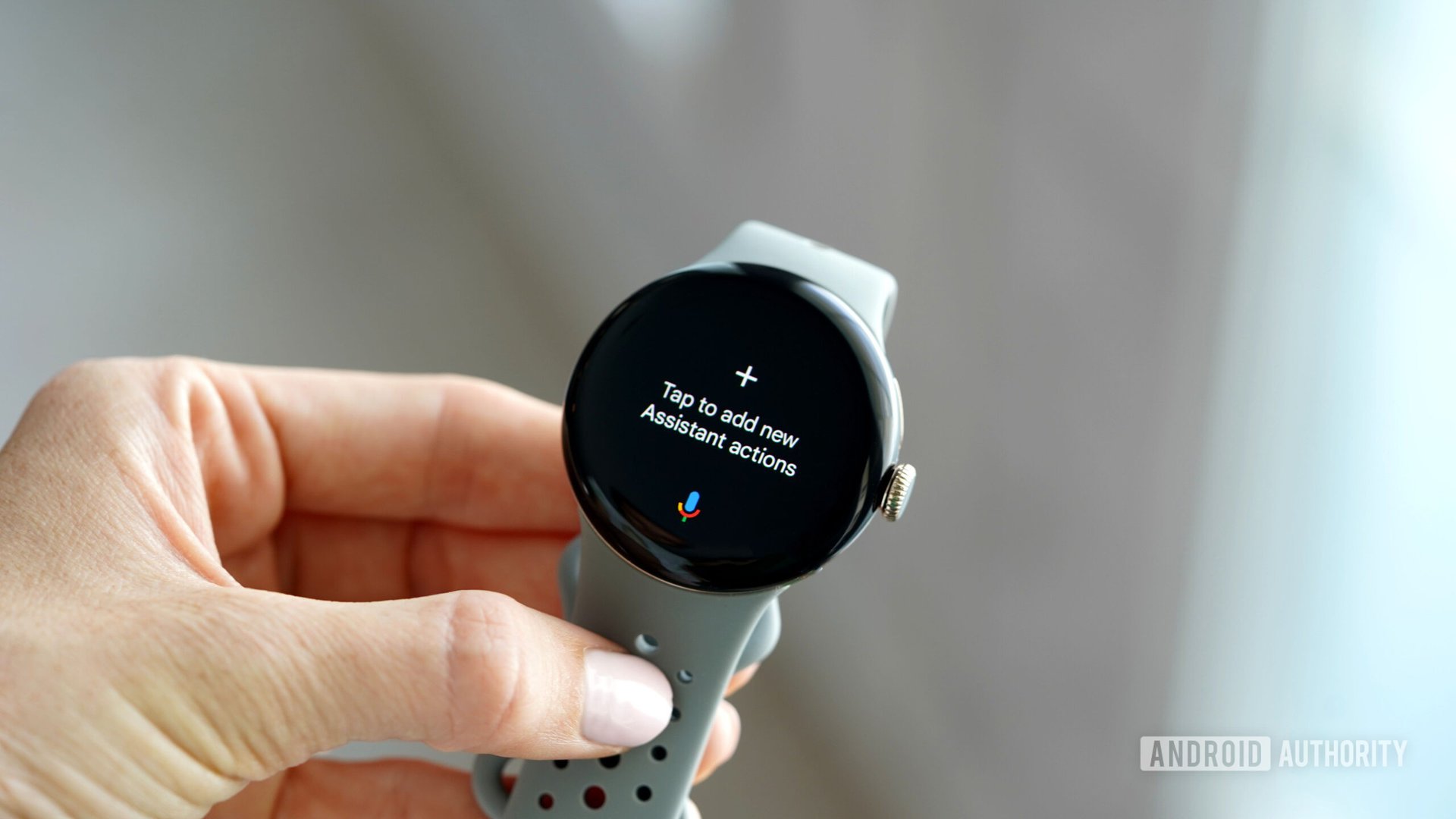 A Google Pixel Watch 2 displays the Assistant tile.