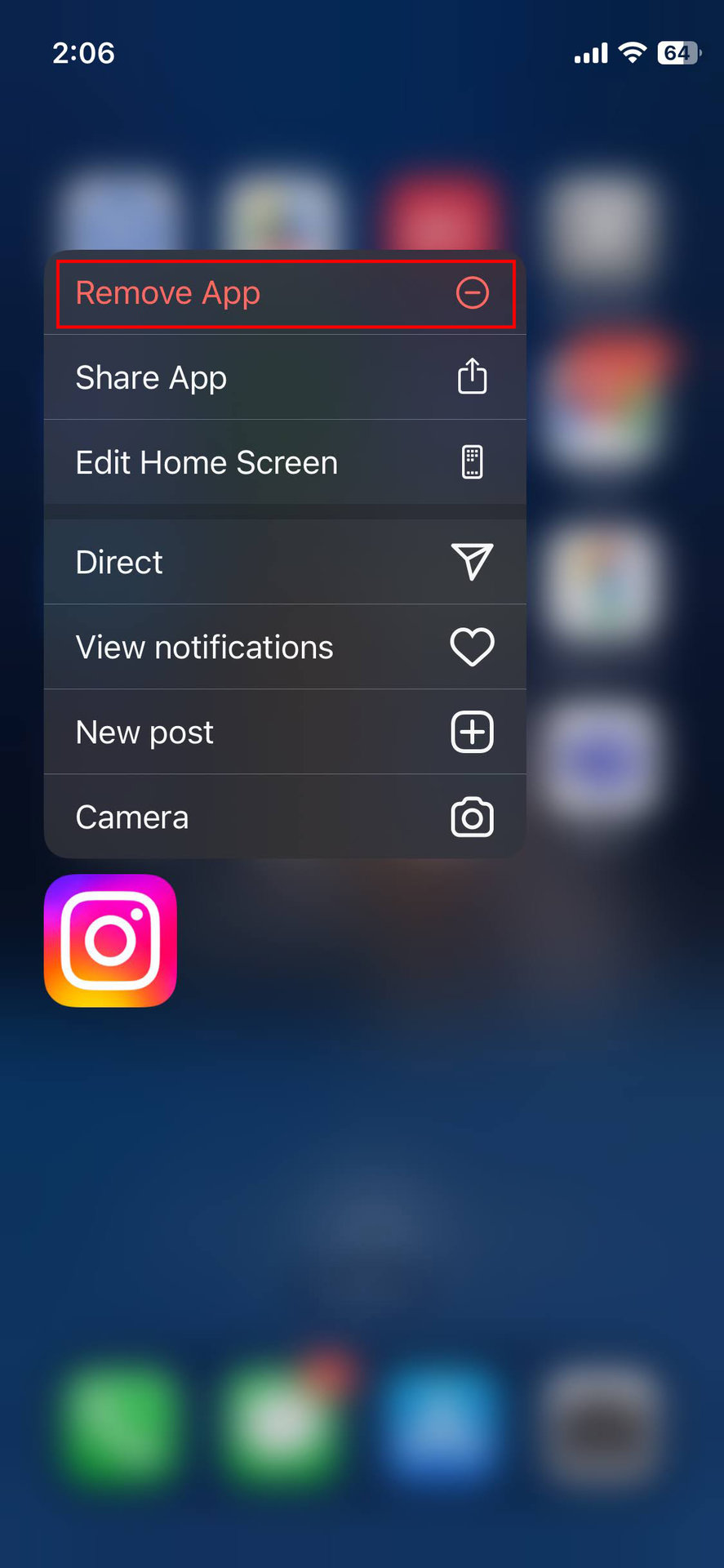 How to delete the Instagram app on iPhone (2)