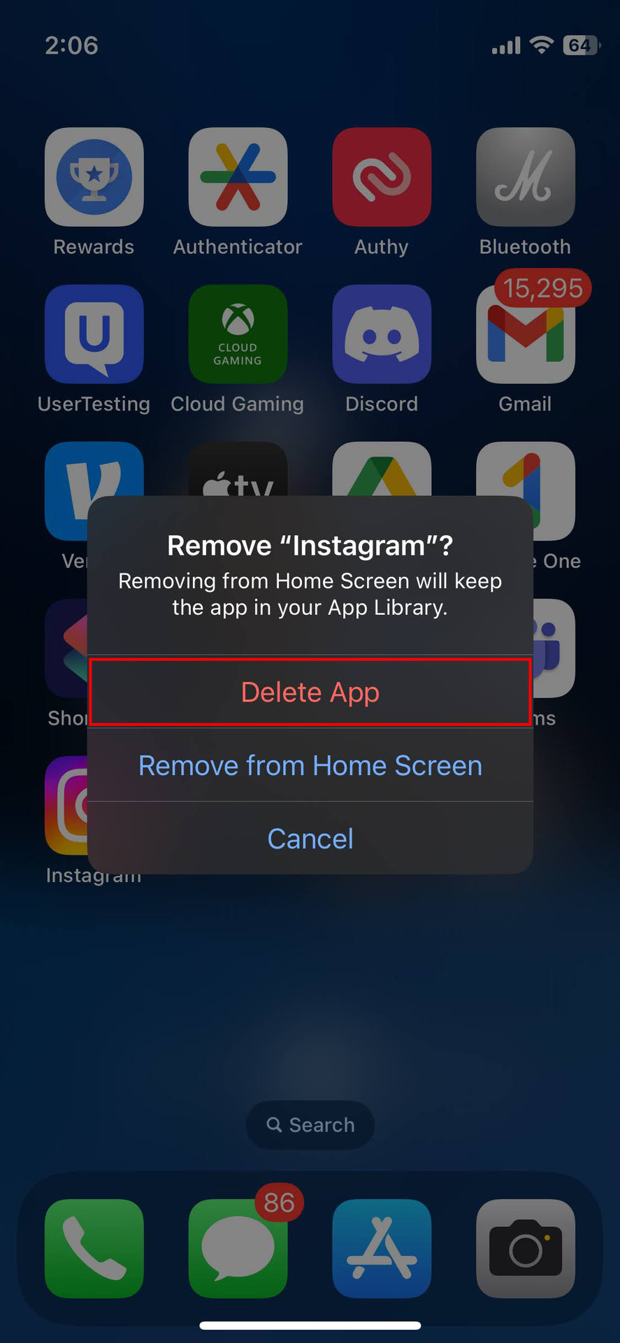 How to delete the Instagram app on iPhone (3)