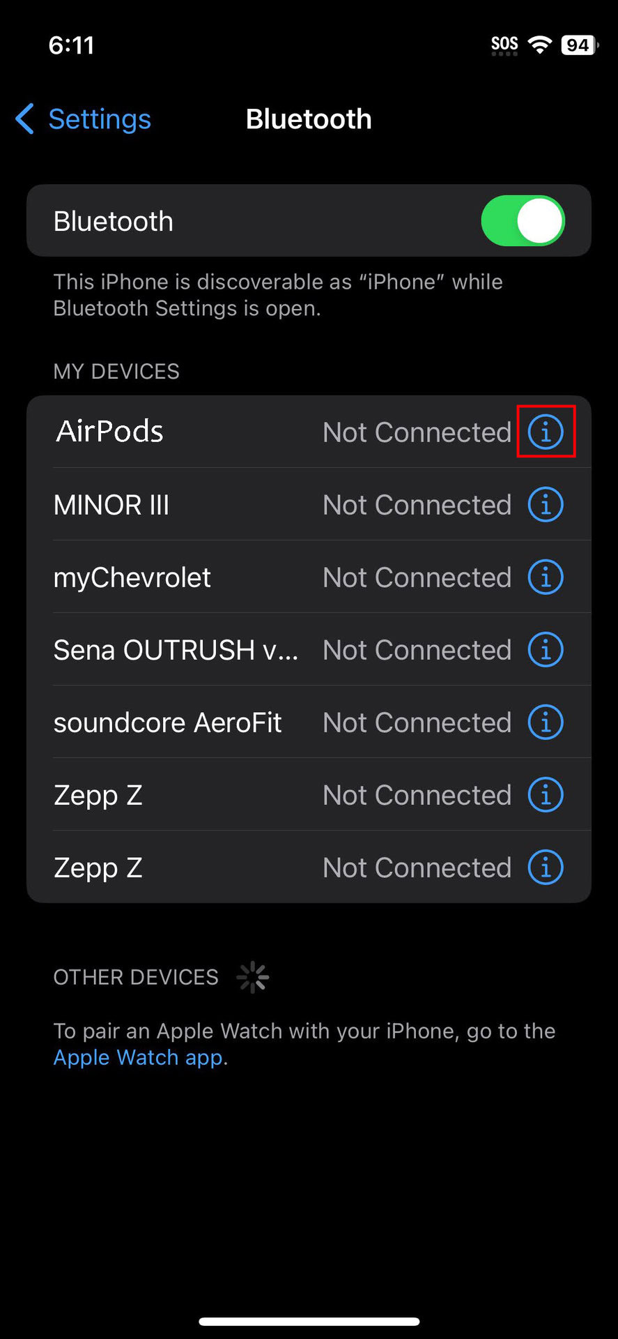 How to forget AirPods on iPhone (2)