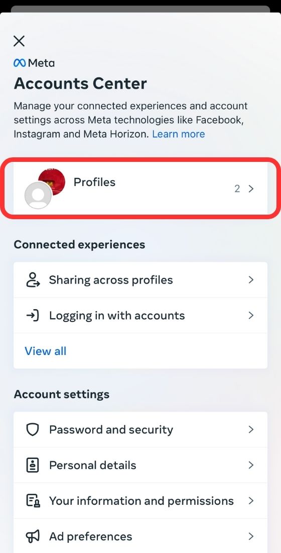 Instagram linked accounts