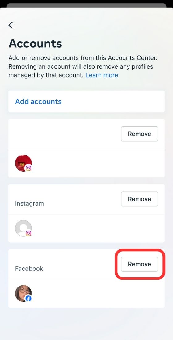 Instagram remove accounts
