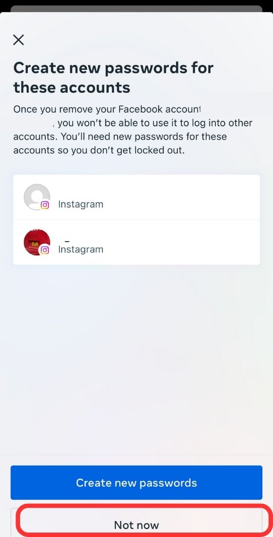 Instagram unlink account