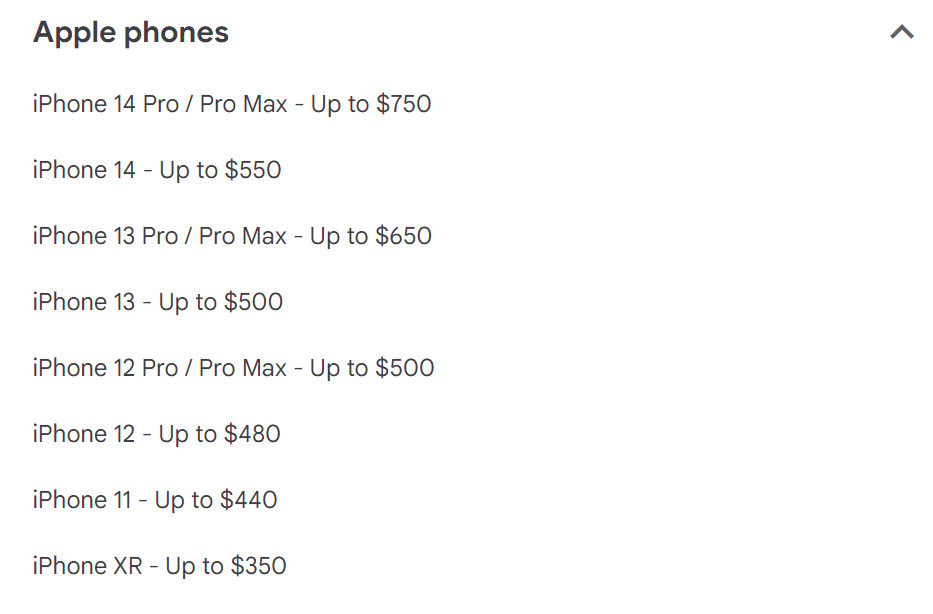 Pixel 8 Apple phones trade in values
