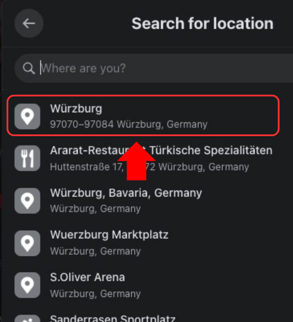 Select the location