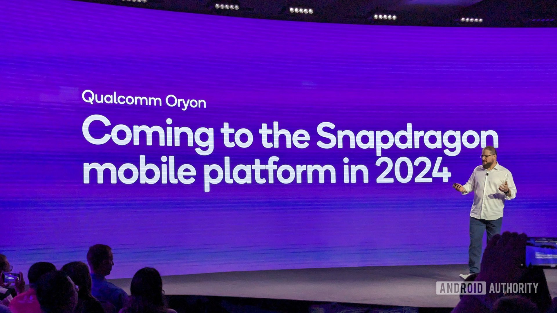 Una diapositiva que confirma que la plataforma móvil de Qualcomm recibirá la CPU Oryon en 2024.