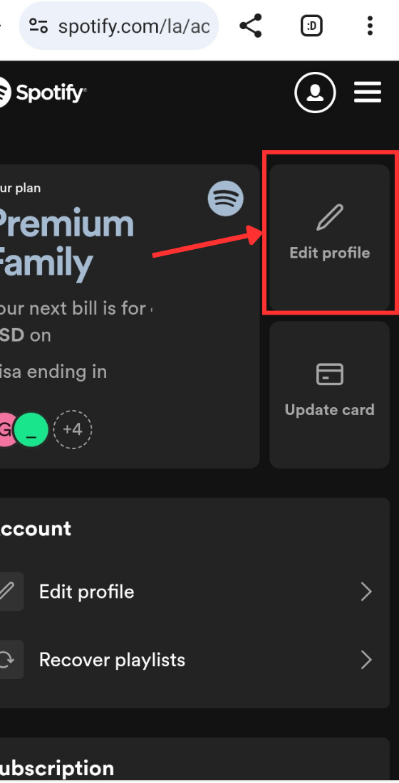 Spotify Edit profile