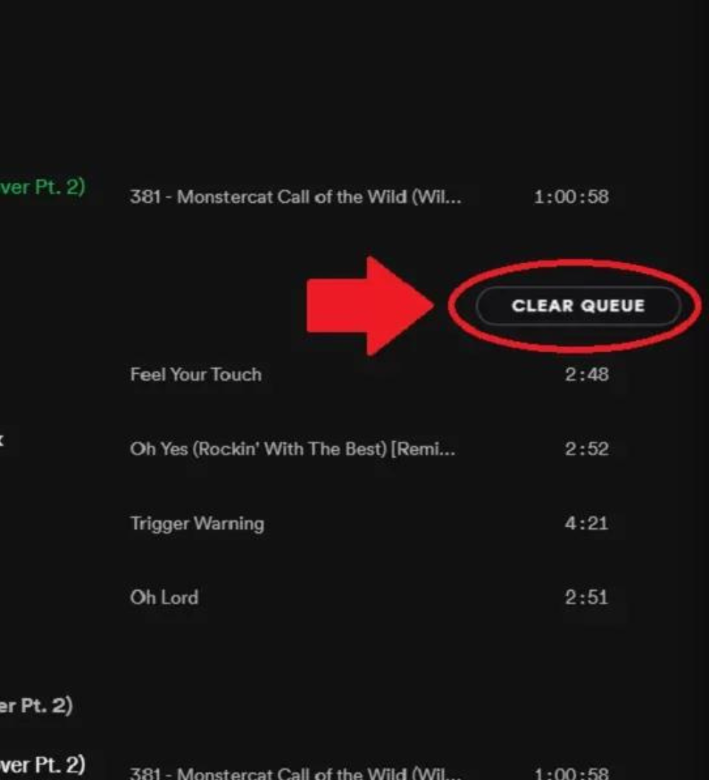 Spotify Tap on Clear queue