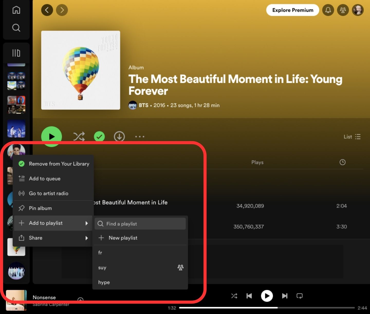 Spotify add to playlist