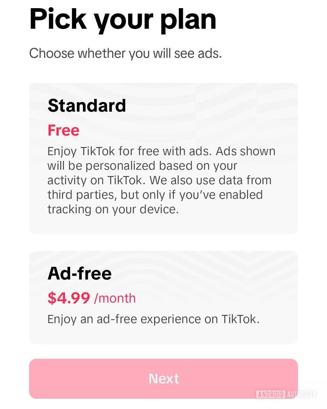 TikTok ad free subscription plan 1