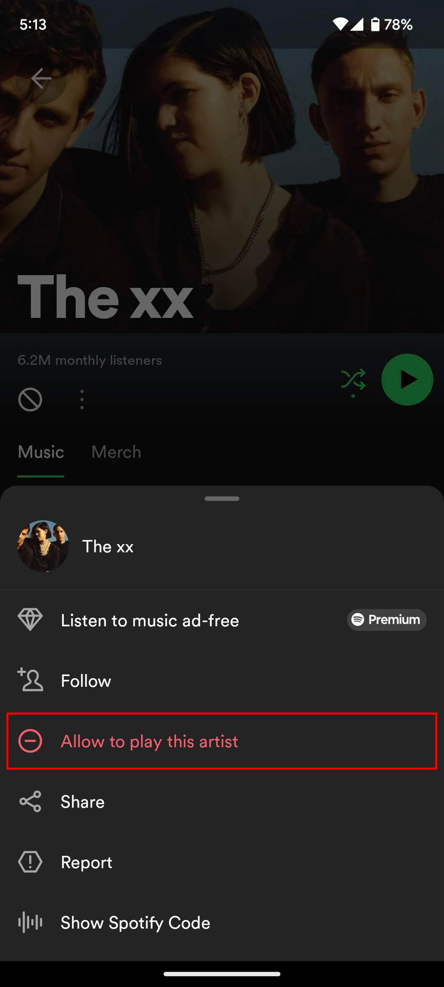 Unblock artists on the Spotify mobile app (3)