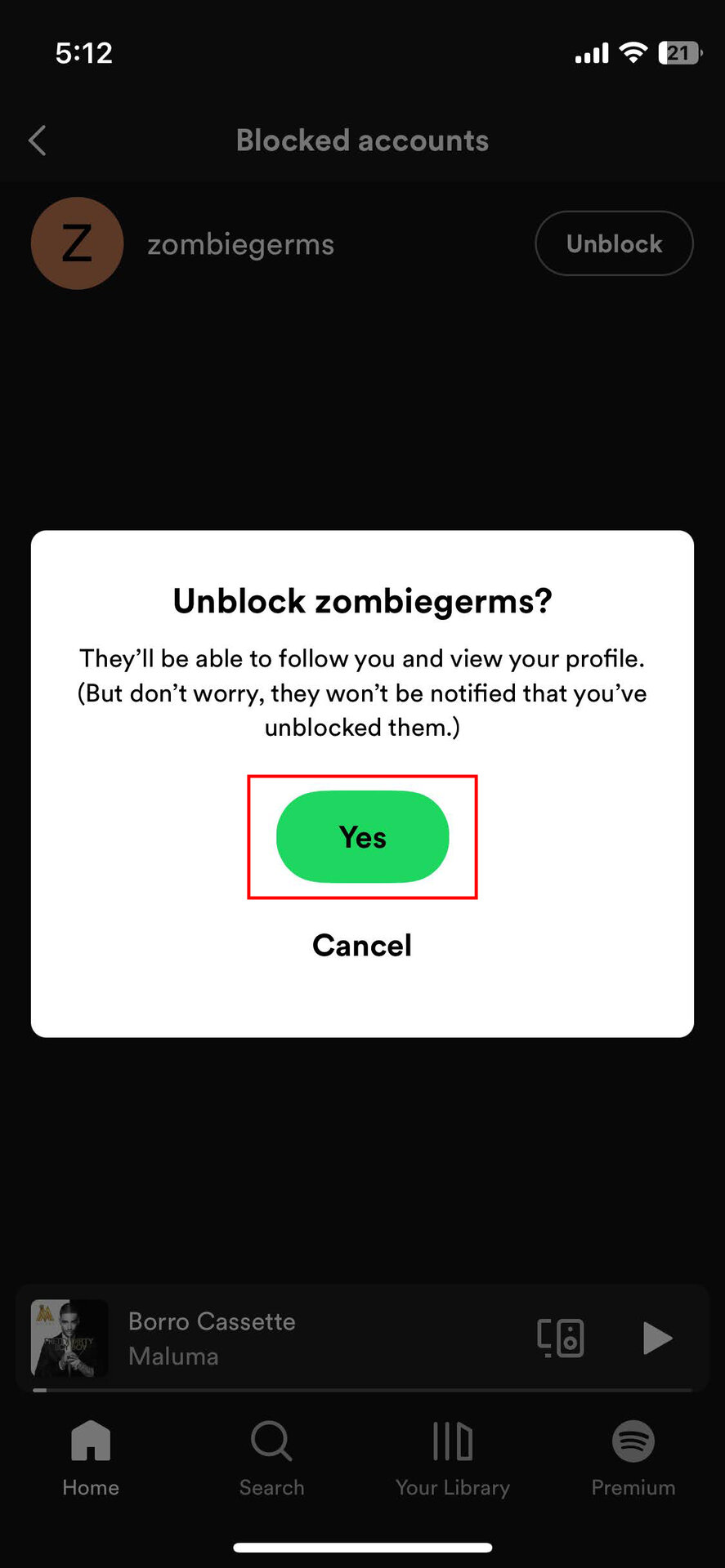 Unblock people on Spotify for iPhone (6)