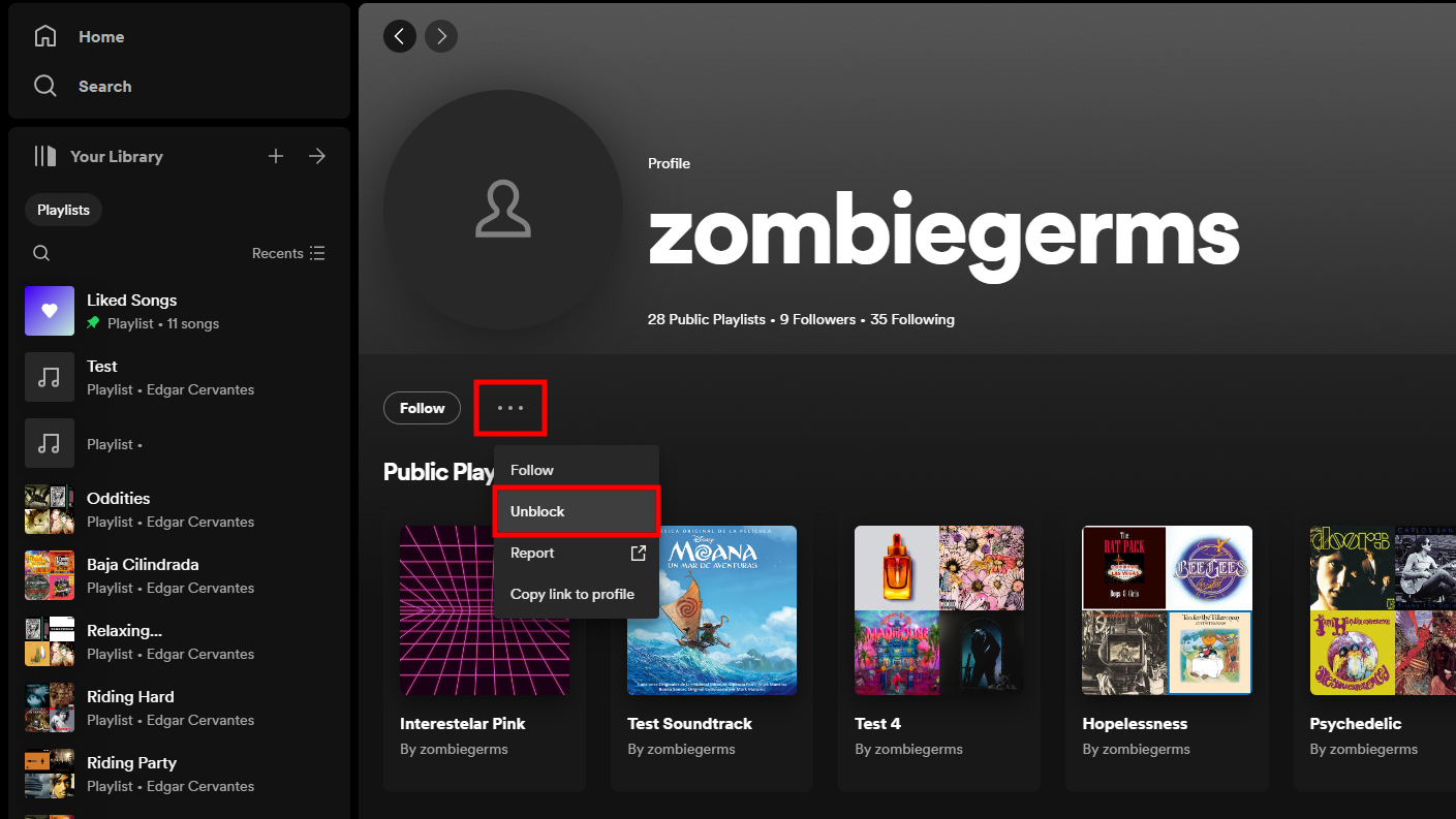 Unblock people on the Spotify website (2)
